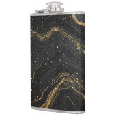 Black Marble Gold Veins Luxury Abstract Flachmann (Links)