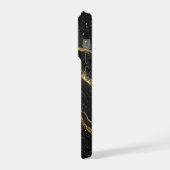 Black Marble Gold Veins Luxury Abstract iPhone Hülle (Linke Seite)