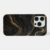 Black Marble Gold Veins Luxury Abstract iPhone Hülle (Rückseite (Horizontal))