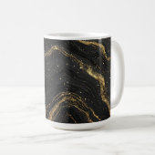 Black Marble Gold Veins Luxury Abstract Kaffeetasse (VorderseiteRechts)