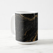 Black Marble Gold Veins Luxury Abstract Kaffeetasse (Vorderseite Links)