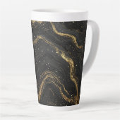 Black Marble Gold Veins Luxury Abstract Milchtasse (Rechte Ecke)