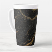 Black Marble Gold Veins Luxury Abstract Milchtasse (Linke Ecke)