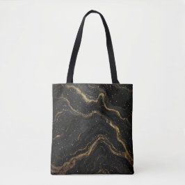 Black Marble Gold Veins Luxury Abstract Tasche