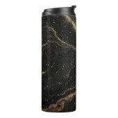 Black Marble Gold Veins Luxury Abstract Thermosbecher (Nach links gedreht)