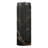 Black Marble Gold Veins Luxury Abstract Thermosbecher (Rückseite)