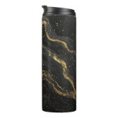 Black Marble Gold Veins Luxury Abstract Thermosbecher (Nach rechts gedreht)