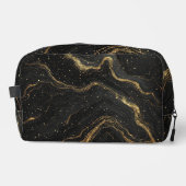 Black Marble Gold Veins Luxury Abstract Waschbeutel (Vorderseite)