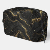 Black Marble Gold Veins Luxury Abstract Waschbeutel (Rechte Ecke)