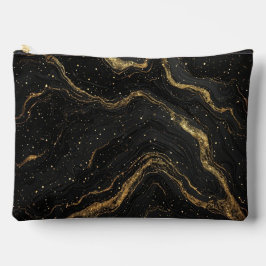 Black Marble Gold Veins Luxury Abstract Zubehörtasche