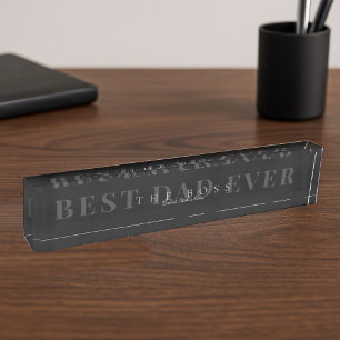 Black Marble & Grey „Der Boss“ Lustiger Vatertag Namensplakette