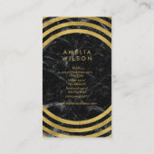 Black Marble Imitate Gold Round Lines Social Media Visitenkarte (Rückseite)