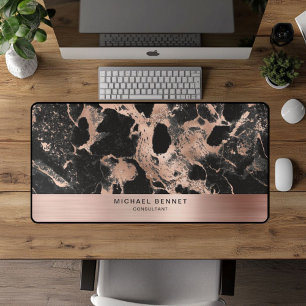 Black Marble Imitate Rose Gold Metallic Business Schreibtischunterlage