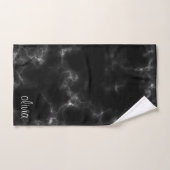 Black Marble Modern Script Girly Monogram Name Badhandtuch Set (Handtuch)