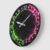 Black Marble Neon Clock Design Große Wanduhr (Winkel)