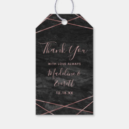 Black Marble Rose Gold Lines Geo Wedding Vielen Da Geschenkanhänger