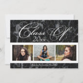 Black Marble Swirl 3-Foto Abschluss Ankündigung (Vorderseite)