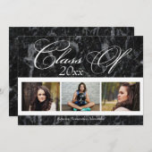 Black Marble Swirl 3-Foto Abschluss Ankündigung (Vorne/Hinten)