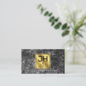 Black Marble und Gold Moderne Monogram BC Business Visitenkarte (Stehend Vorderseite)