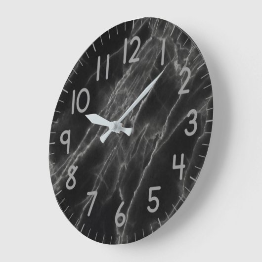 Black Marble Wall Clock Große Wanduhr (Winkel)