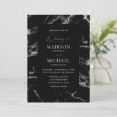Black Marble Wedding 2 Einladung (Stehend Vorderseite)