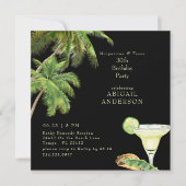 Black Margaritas & Tacos Tropical Square Birthday  (Vorderseite)