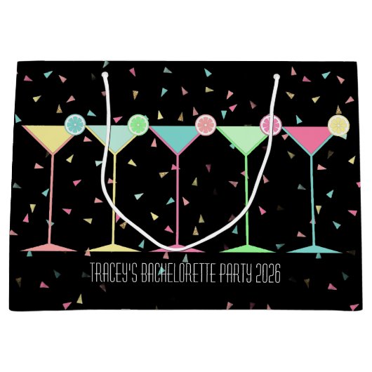 Black Martini Cocktail Confetti Party Celebration Große Geschenktüte (Vorderseite)