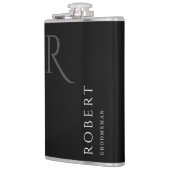 Black Masculine Monogram Trauzeugen Gift Flachmann (Links)