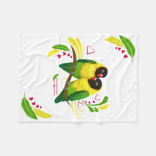 Black Masked Lovebirds Fleecedecke (Vorderseite (Horizontal))