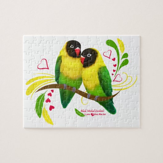 Black Masked Lovebirds Puzzle (Horizontal)