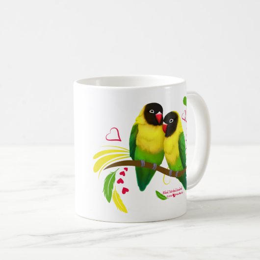 Black Masked Lovebirds Tasse (VorderseiteRechts)
