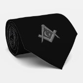 Black Masonic Freemason Master Neck Tie Krawatte (Gerollt)