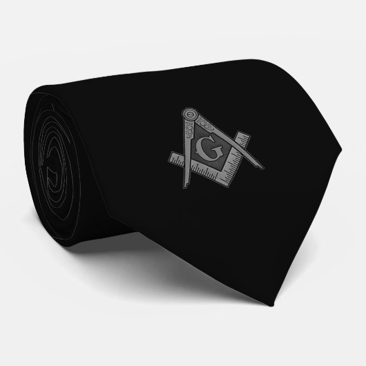 Black Masonic Freemason Master Neck Tie Krawatte (Gerollt)