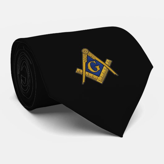 Black Masonic Freemason Master Neck Tie Krawatte (Gerollt)