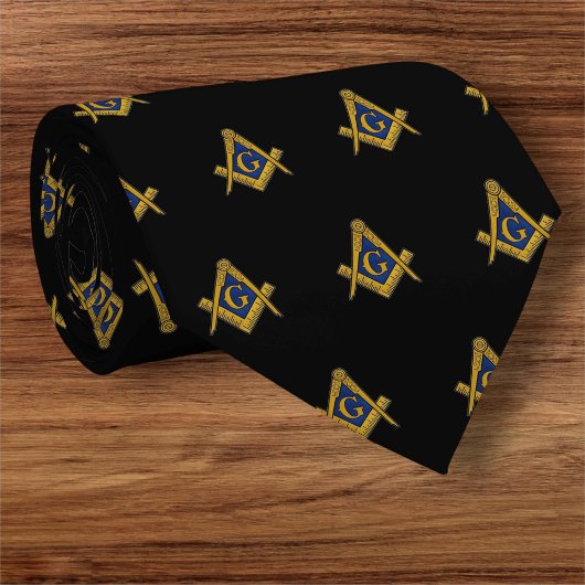 Black Masonic Mauerwerk Freemason Muster Krawatte