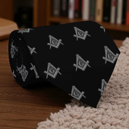 Black Masonic Mauerwerk Freemason Muster Krawatte