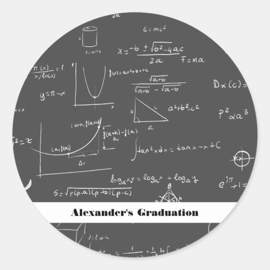 Black-Math-Gleichungen Formulas Graphics-Abschluss Runder Aufkleber (Vorderseite)