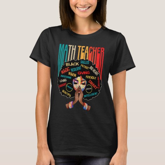 Black Math Teacher Afro Love Melanin African Ameri T-Shirt (Vorderseite)