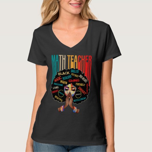 Black Math Teacher Afro Love Melanin African Ameri T-Shirt (Vorderseite)