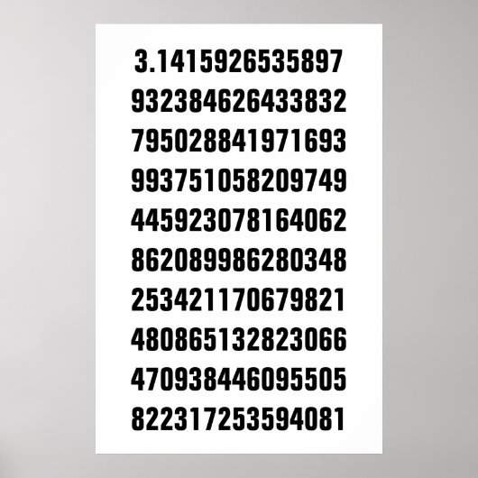 Black Mathematical Pi auf Weiß Poster (Vorne)
