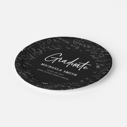 Black Mathematics High School Graduate Party Pappteller (Schrägansicht)