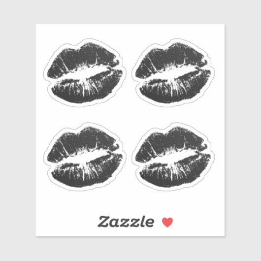 Black Matte Kiss Lips Valentine Day Custom Cut Aufkleber (Blatt)