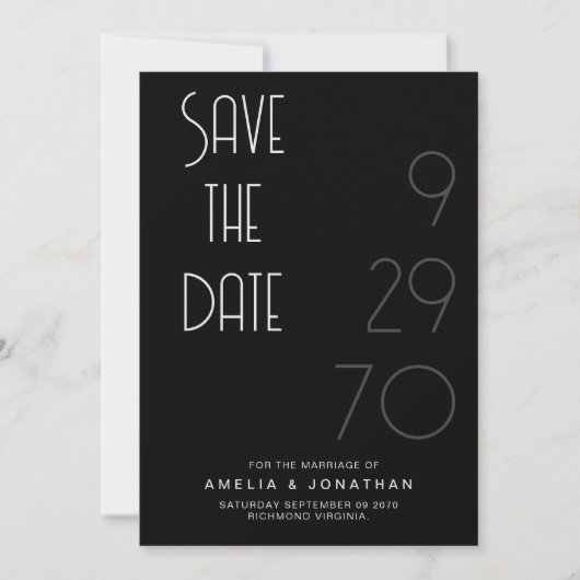 Black Matte Simple Minimal Wedding Save The Date (Vorderseite)