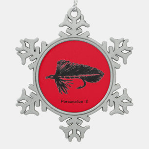 Black Matuka Streamer, Fliegenbinden, Fliegenfisch Schneeflocken Zinn-Ornament