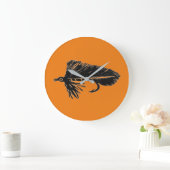 Black Matuka Streamer Fliegenbinden und Angeln Große Wanduhr (Zuhause)