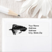 Black Matuka Trout Fly Return Address Label (Insitu)