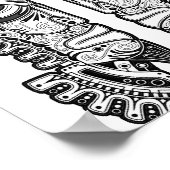 Black Mayan Twins Mask on White Poster (Ecke)