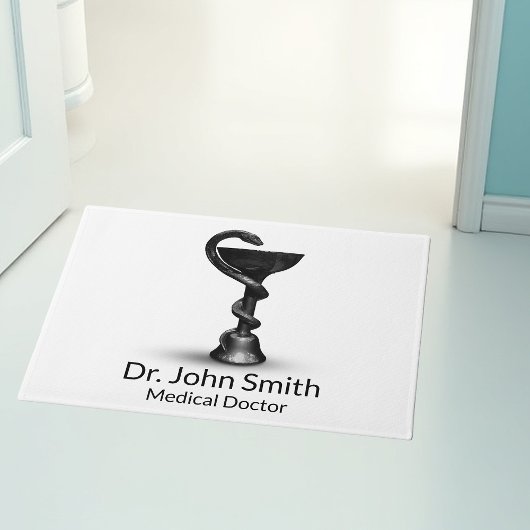 Black Medical Bowl Hygieia Schlange White Caduceus Fußmatte