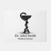 Black Medical Bowl Hygieia Schlange White Caduceus Fußmatte (Vorderseite)