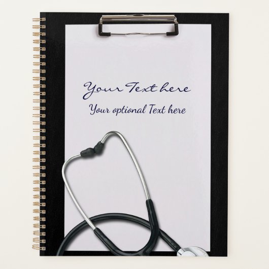 Black Medical Clipboard mit Stethoscope Planer (Vorderseite)